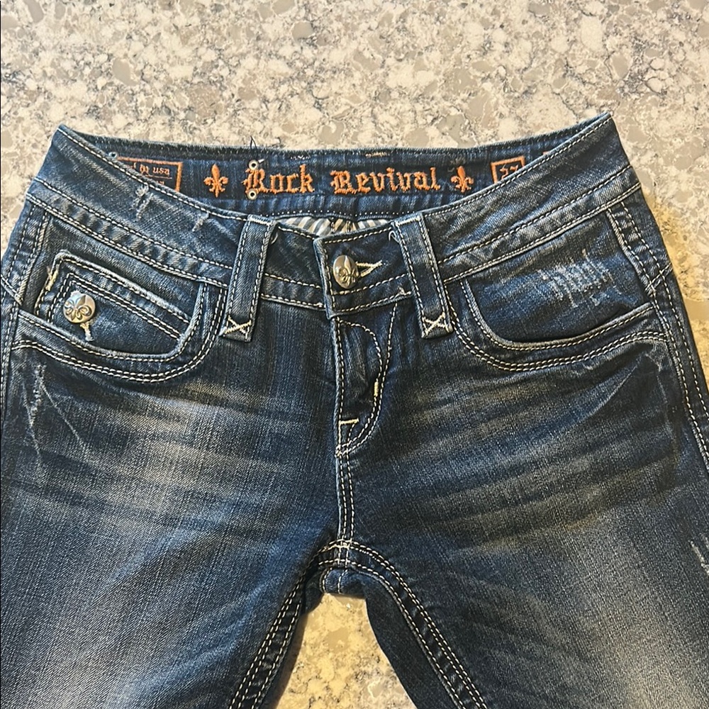 Rock Revival High Rise Dark Blue Jeans